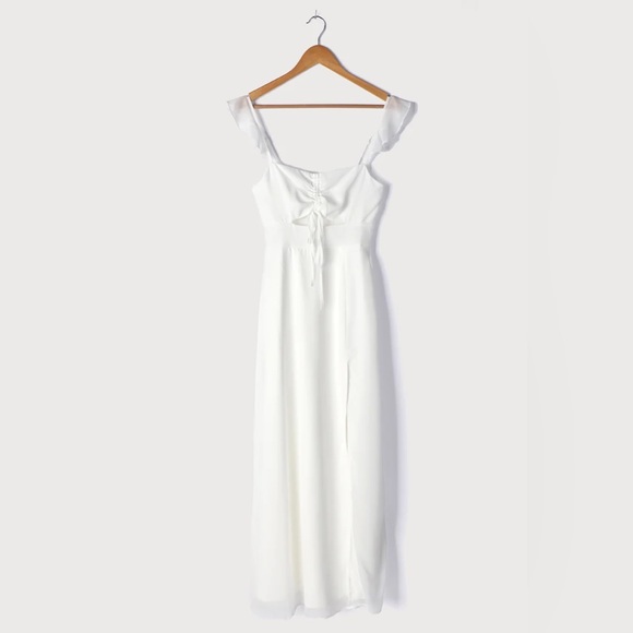 NWT Lulus The Way to Love White Ruffled Maxi Dress - Picture 4 of 6